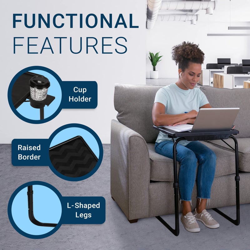 Table Mate طاولة ميت تيفي | طاولة طعام قابلة للطي، طاولة أريكة لتناول الوجبات الخفيفة، طاولة لابتوب محمولة، طاولات سرير لتناول الطعام | طاولات تيفي قابلة للتعديل مع 3 زوايا وحامل أكواب - Image 4
